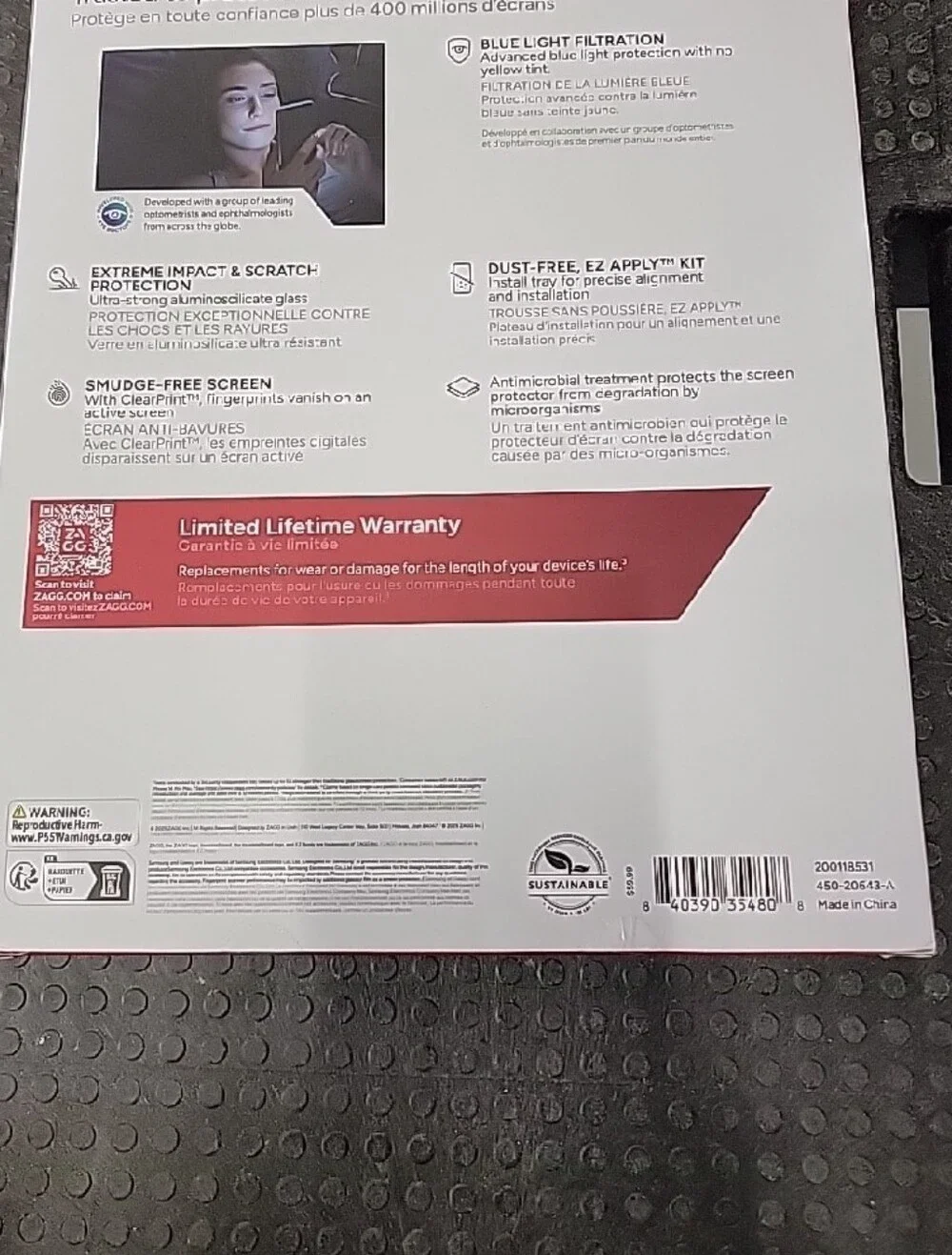 ZAGGBlue Light Filtration Glass Screen Protector for Samsung Tab S10 FE/S9/S9 FE